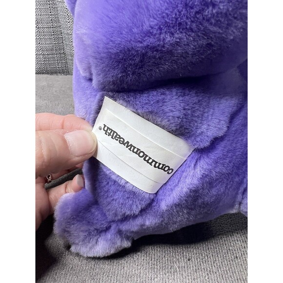 Commonwealth Purple Bear Plush Stuffed Animal Toy Teddy Bow Heart Nose 10 Inch - Picture 7 of 13